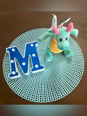 Kids Empire Huggy Dragon Plush Teal Blue Stuffed Animal Toy 8” Embroidered Eyes